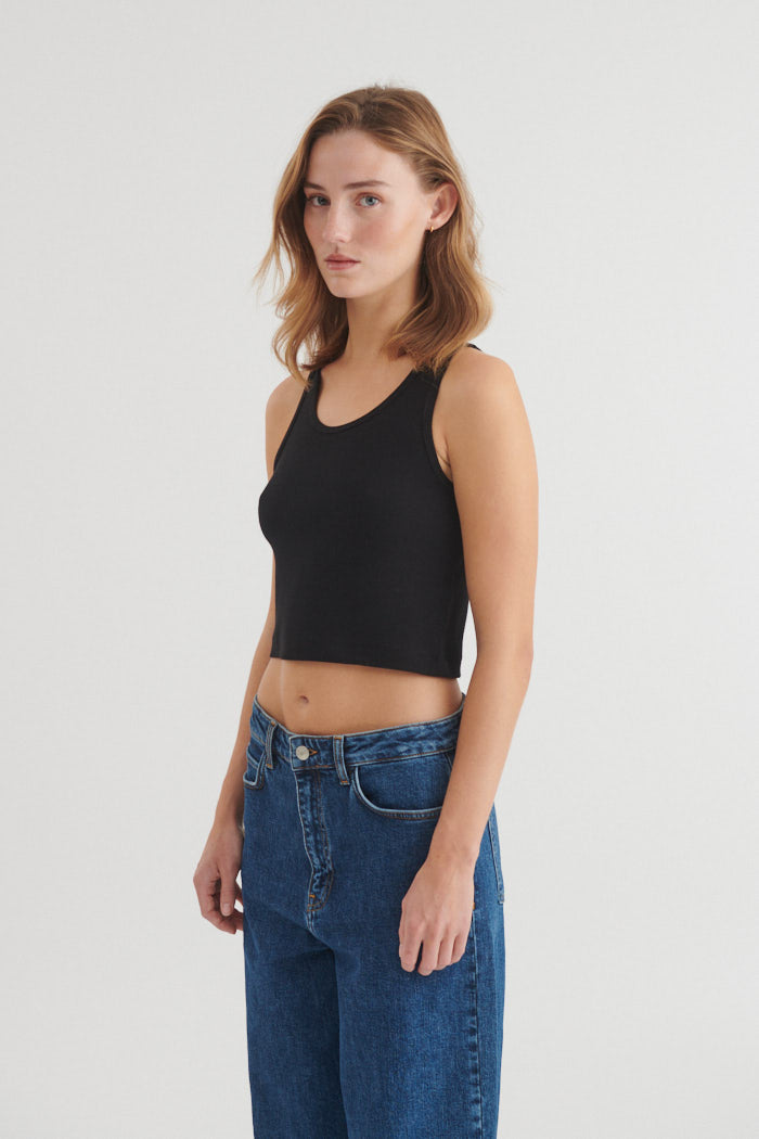 Basic Apparel Ludmilla Crop Tank Toppe 001 Black